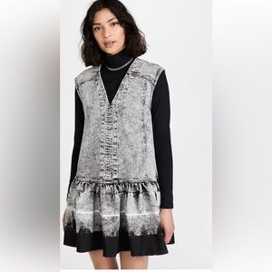 TANYA TAYLOR Allie dress denim black acid wash dip dye dress Size 4 RARE NEW